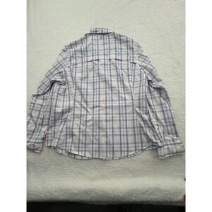 Field & Stream Women XL Plaid Fishing Shirt Long Sleeve Roll Tab Button Up White